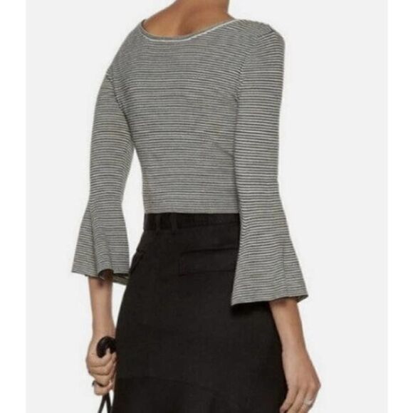 A.L.C. Shiloh Striped Crop Bell Sleeve Top Sz. M - Picture 2 of 8